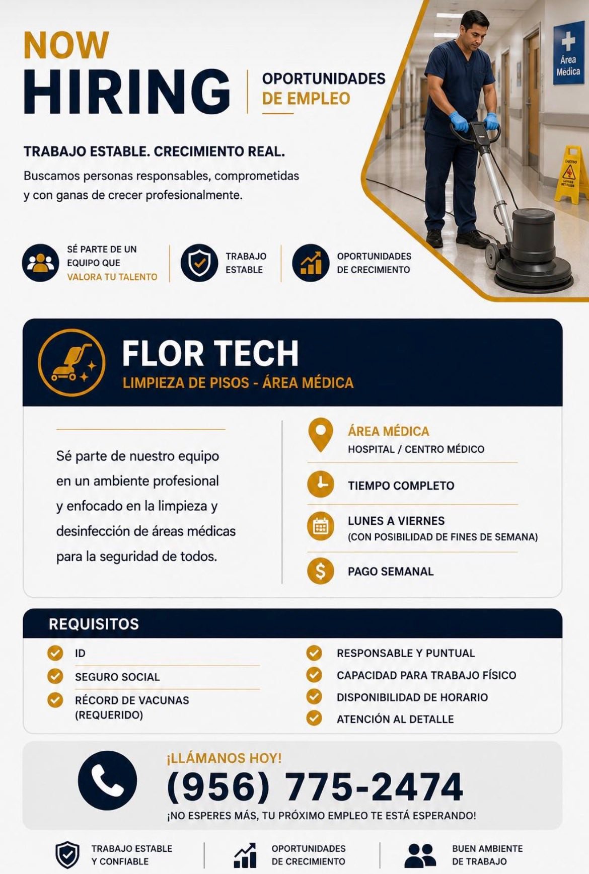 Floor Tech - Medical Area Floor Cleaning - Mac Personnel & Staffing